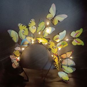 BEIBEI Colorful Luminous Butterfly Hair Band LED Lights Plastic Flashing Headband Light Up Hair Bands Luminous LED Glow Headband Glowing Christmas Party