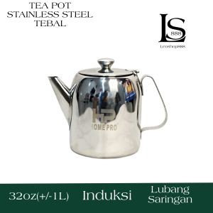 Leoshop888 Kettel Resto Coffee Teapot Teko Saji Teh Kopi Stainless Tebal High Quality 32oz 1000ML