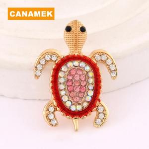 【CANAMEK】 Fashion Shiny Rhinestone Animal Turtle Brooches For Women Clothing Coat Banquet Accessories Gifts