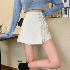 Womens High Waist Shorts Fashion Korean Fake Two Pieces of Shorts Irregular Casual Shorts