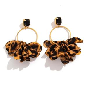Hợp Thời Trang in da báo Vải Khuyên tai tròn Tuyên Bố Leopard Phụ kiện treo bằng vải Bông Tai Cho Phụ Nữ Thêm Flair Cho Bất kỳ Trang Phục