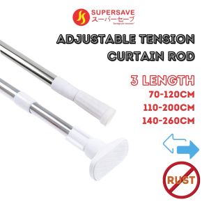 SUPERSAVE Adjustable Telescopic Rod Extendable Curtain Rod Stainless Steel Rod Bathroom Curtain Rod Tension Rods Drying Rack Cloth Drying Hanger