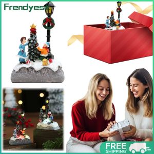 COD [Free Shipping] Christmas Resin House Decor with Light for Festive Home Decoration