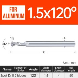 Fixed Point Center Spot Drill 120° Tungsten Steel Chamfering Milling Cutter Unilateral 60° Cutter Coating Carbide End Mills Aluminum Cnc Tool