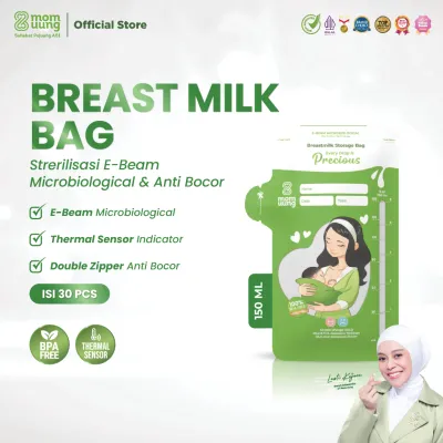 Mom Uung Kantong Asi 150ml isi 30pcs Double Zipper | Pre-sterilized Breastmilk Bag | Ada Indikator Suhu