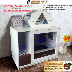 CVS02 - ROYAL CAT [NHÀ VỆ SINH CAO CẤP CHO MÈO RÁP SẴN] NGĂN MÙI CHỐNG VĂNG CÁT ĐÈN UV DIỆT KHUẨN