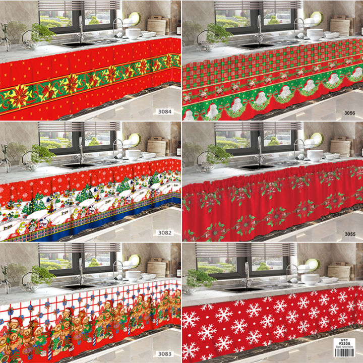 New Christmas Curtain Kitchen Short Under Sink Curtain For Lababo 1PC ...