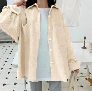 Atasan Oversize 113-94 Kemeja Bahan Corduroy Oversize Realpic Dua Saku Depan LD 114 PJG 69 CM