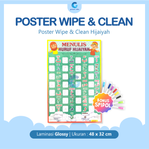 Poster Wipe & Clean Belajar Abjad Angka Body Part Edukasi Anak PAUD Bahan Glossy