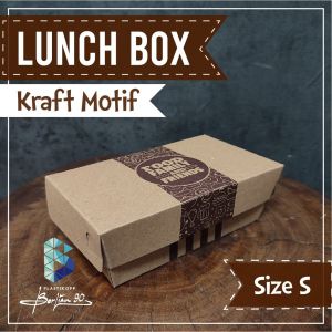 ( 200 PCS ) Lunch Box Kraft MOTIF Laminasi Coklat Size S – Dus Nasi Kraft Laminasi Coklat - Kotak Makan Kertas Takeaway Murah