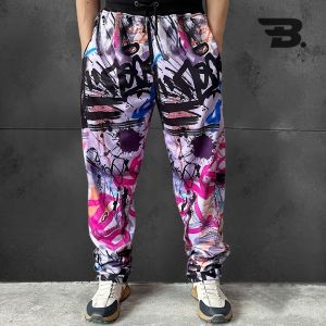 Celana Joger Print Celana Panjang Pria Wanita Oversize Korean Style Sporty Casual Desain Modern dan Fit Perfect