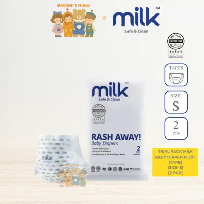 [TRIAL PACK]MILK BABY DIAPER FLEXI[TAPE][S-2PCS][MILK DIAPER][HEARTSOME]