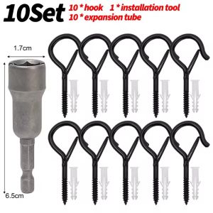 20Sets Screw-in Hooks Press Buckle Outdoor String Lights Hooks Multi Functional Outdoor Windproof Storage Holder Plant Hanging Tools