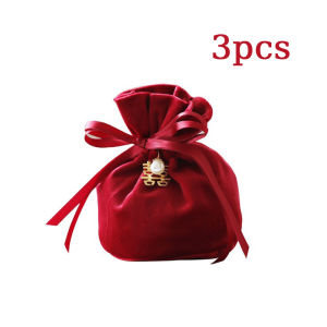 3pcs Retro Velvet Sachet Drawstring Gift Bag for Wedding Candy Chocolate Jewelry Storage