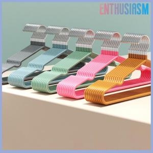 【Enthusiasm】🌟🌟【Hot Sale】🎈 Clothes Hanger Hanger With Grooves For Airing Children Adult Metal Simple Thick Non-slip Dip Plastic Coat Hanger Blue Green