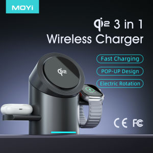 Qi2 3 in 1 Magnetic Wireless Charger Touch Roating for Iphone 16 15 14 Pro Max Iwatch Earphone Fast Charging Base