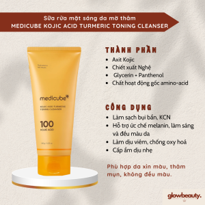 Sữa rửa mặt sáng da mờ thâm 120g Medicube KOJIC ACID TURMERIC TONING CLEANSER