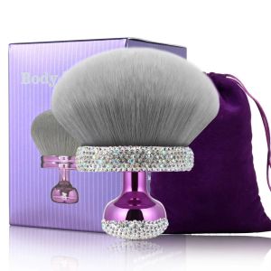 Purple Luxury Rhinestone Makeup Brushes Big Powder Brushes Skin friendly