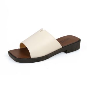 Flat Slippers Summer Casual Square Head Toe Soft Soled Sandals For Women