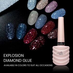 CUCLA 12 Colors Reflective Sparkling Nail Gel Polish colorful diamond glue Fast Dry Long-Lasting nail art Glitter Effect UV Gel Nail Art