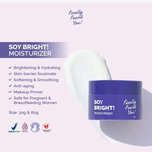 FINALLY FOUND YOU! FFY Soy Bright! Moisturizer 30g | 80g - 2in1 Primer Makeup dan Gel Pelembab Krim Siang dan Malam