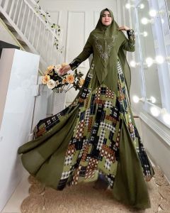 Atika Gamis Set Jilbab Terbaru Murah Elegan Mewah Syari Kekinian Elegan Pesta Kondangan Bahan Ceruty