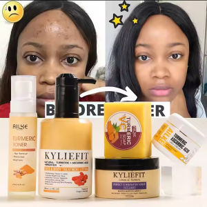 Organic Turmeric Skin Care Kit Brighten Clean Remove Darkness Spots Acne Lighten Hydration Exfoliate Even Skin Tone2026