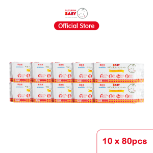Suzuran Baby Antibacterial Cotton Sheet 80s Bundle (Multipurpose Dry Wipes) 10 Packs