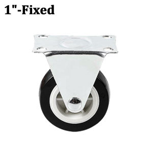 1"-1.5" Black Rubber Casters Heavy Duty Fixed Swivel Without lock / With lock