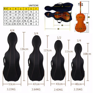 Cello Case   Compression Resistance   Shockproof    Ultra-Light Guitar Bag Piano Bag   Case Packing   4/4-1/8