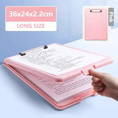 Long Clipboard Storage Box File Box File Folder Organizer File Case Writing Board with Document Box Clip Open 2in1