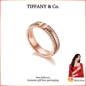 (New) Womens Fashion Ring Rose Gold T Series Diamond Pave Narrow Ring Valentines Day holiday gifts