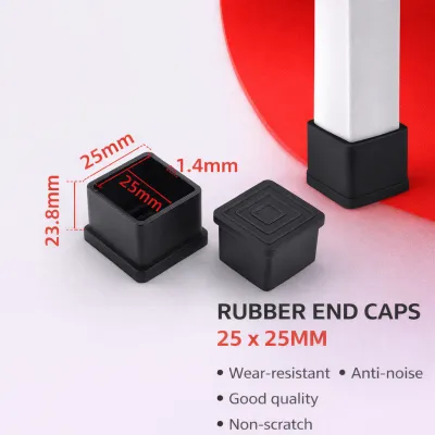Rubber Footing Tubular Square Tubular Rubber Cover PVC Chair Leg Caps table Foot Rubber Protector Tubular End Cap