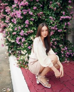 TANGO รองเท้าแฟชั่นสตรีรุ่น STELLA รองเท้าผู้หญิง รองเท้าส้นมุก สูง 2 นิ้ว รองเท้าหนังแท้ หนังกากเพชร