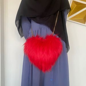 Tas wanita Bulu Korea lembut Motif Love bahan bulu premium