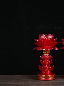 SXH Plug-in Lotus Lamp Crystal Ingot Electronic Candle Lamp Altar Lamp led Home Candle Holder for Offering Eternal Light