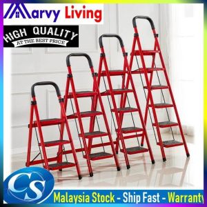 CSMall :  3 - 6 Steps Folding Ladder Light Weight 3-6 Tier Ladder With Hand Grip Tangga Bertingkat Rumah