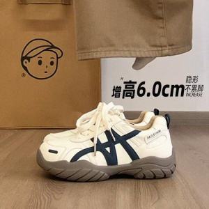 6cm Height Increase Retro Sneakers Breathable Casual Chunky Shoes