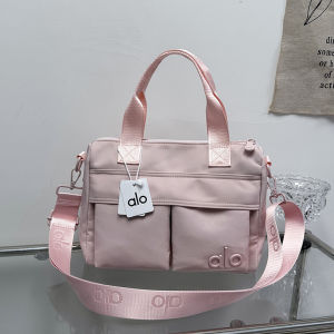 Alo Yoga Mini Handbag Double Front Pockets Detachable Adjustable Logo Webbing Crossbody Strap Waterproof Nylon Multi Pocket Casual Gym Yoga Daily Travel Shoulder Bag For Women