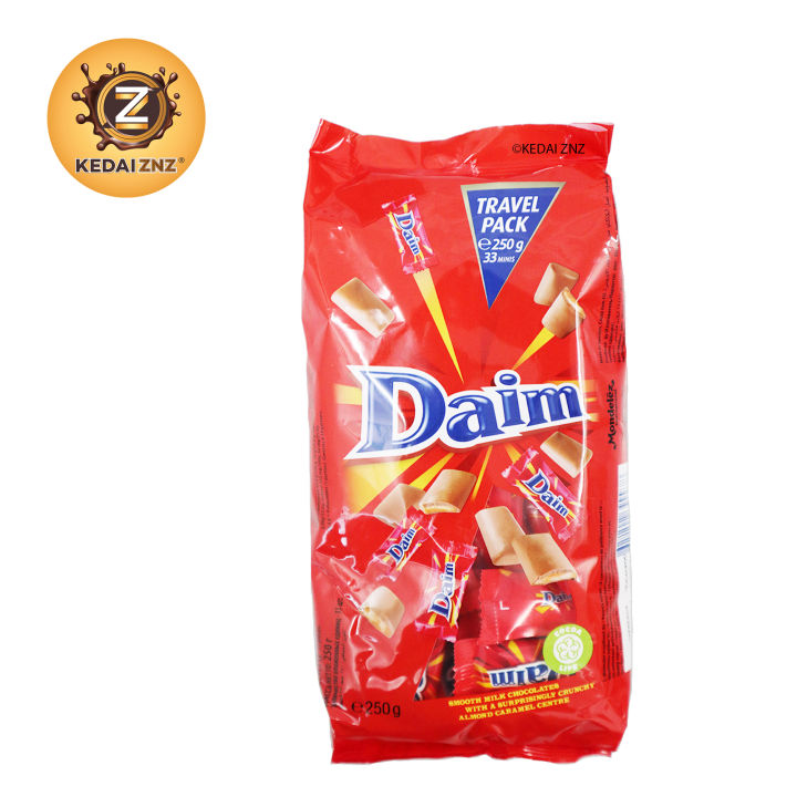 Chocolate Daim TRAVEL PACK Crunchy Almond Caramel Milk Chocolate Bag (33 Pieces) 250g Coklat