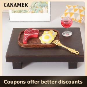 【 CANAMEK 】 1Set Dollhouse Simulated Steak Red Wine Glass Pasta Kit Model Dollhouse Kitchen Food Decoration Toy Dolls House Accessoreis