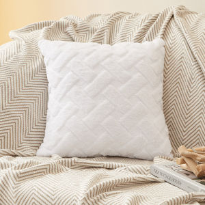 Plush Pillow Cover Simple Solid Color Square Detachable Machine Washable Sofa Living Room