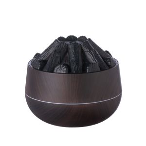 OOC with Night Light Powered Charcoal Humidifier Creative 300ml Capacity Indoor Aromatherapy Machine Modern Silent Flame Wood Humidifier