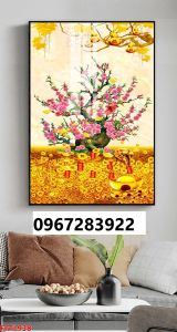 Tranh gạch 3d đẹp hoa đào