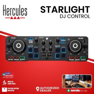 Hercules DJ DJControl Starlight | Pocket USB DJ Controller with Serato DJ Lite Touch-Sensitive Jog Wheels Built-in Sound Card and Built-in Light Show