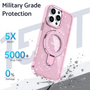 0930[Local Stock] Christmas Halloween Luxury Glitter Metal Stand magneticed Wireless Charging Clear Case For iPhone 16 15 14 Plus 13 12 17 Pro Max 17Air Magsafe Cover h261009