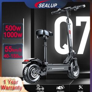 Warranty 1 Year SEALUP Q7 Off-road Electric Scooter 500W/1000W Speed 55KM/H Foldable outdoor travel commuting Scooter for Adult 200KG Travel Distance 150KM Waterproof IP54 Scooter 12 inch tires Electric Adult hover board Escooter Bike