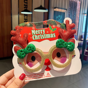 Christmas Santa Claus Glasses Funny Snowman Elk Antlers Pattern Eyewear Boys Girls Selfie Props Christmas Party Decoration 2024 New Year Kids Gift