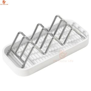 SG Stock Detachable Drain Soap Holder Multi Grid Stainless Steel Soap Rack Bathroom Sink Counter Soap Storage Tray Rack