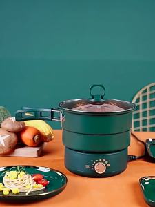 110V/220V Foldable Split Rice Multicooker Portable Frying Pan Electric Stew Soup Pot Boiler Cooking Skillet Hotpot Food Steamer